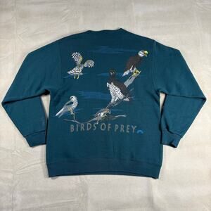 Vintage 90s Creations by Helene Birds of Prey Raptors Embroidered Crewneck Sz M